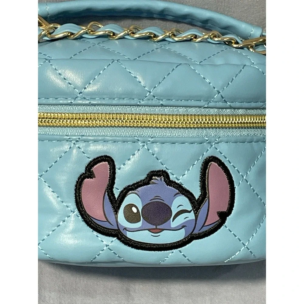 NEW Disney Stitch Blue Makeup Box Quilt-Like Mini Purse - Lip‎ Gloss - Hair Bows